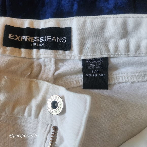 LOW RISE STRETCH WHITE STRAIGHT LEG! SIZE 3/4 (27") EXPRESS        c2 - Picture 7 of 12
